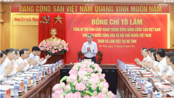 Tổng Bí thư, Chủ tịch nước Tô Lâm: Hà Tĩnh khơi dậy khát vọng phát triển, quyết tâm đạt mục tiêu tăng trưởng nhanh, bền vững

